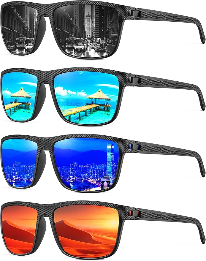 NSSIW Mens-Sunglasses Polarized Sunglasses Men : Classic Sun Glasses with UV Protection for Driving Fishing Golf 4 Packs