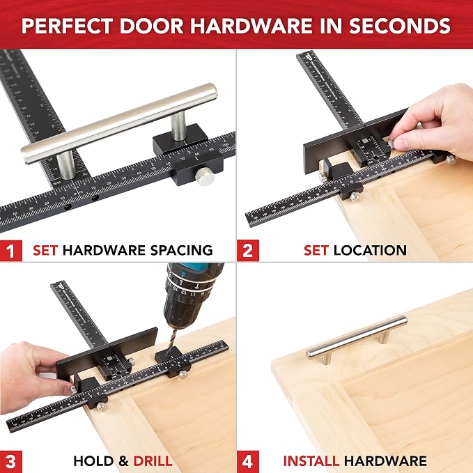 The Original Cabinet Hardware Jig - Made in USA - Most Accurate Tool for Knobs and Pulls - Hand Calibrated by True Position Tools