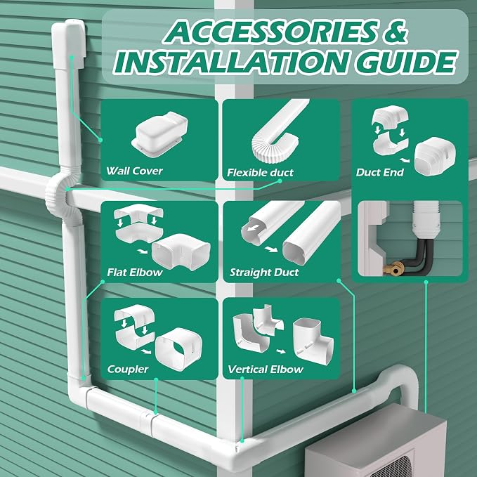 4'' 17 Ft Mini-split Line Set Covers, Line Hide Cover Kit for Mini Split Air Conditioners and Central AC