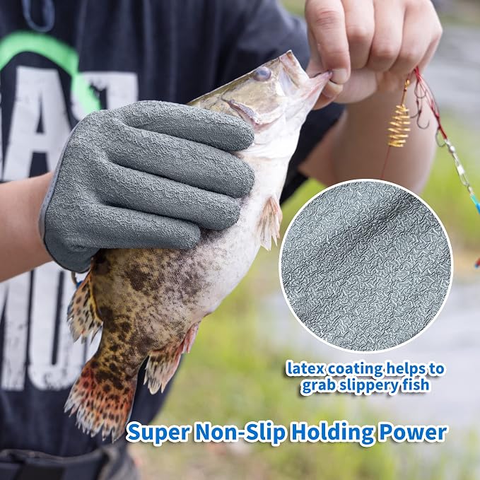 ARCLIBER Fishing Glove for Men with Magnet Release, Puncture Resistant Fish Glove for Handling, Catching, Cleaning, Anti-Slip Textured Grip Palm