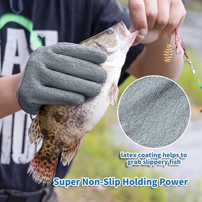 ARCLIBER Fishing Glove for Men with Magnet Release, Puncture Resistant Fish Glove for Handling, Catching, Cleaning, Anti-Slip Textured Grip Palm