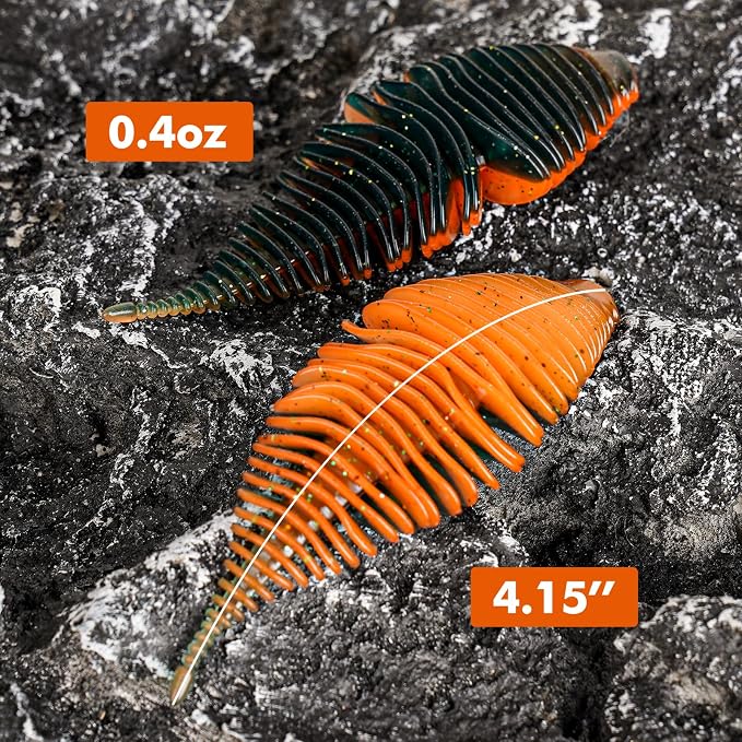 4.15'' Soft Swimbait Fishing Soft Plastic Lures 8pcs/24pcs Double-Color Lure for Bass Fishing Worms for Largemouth Bass