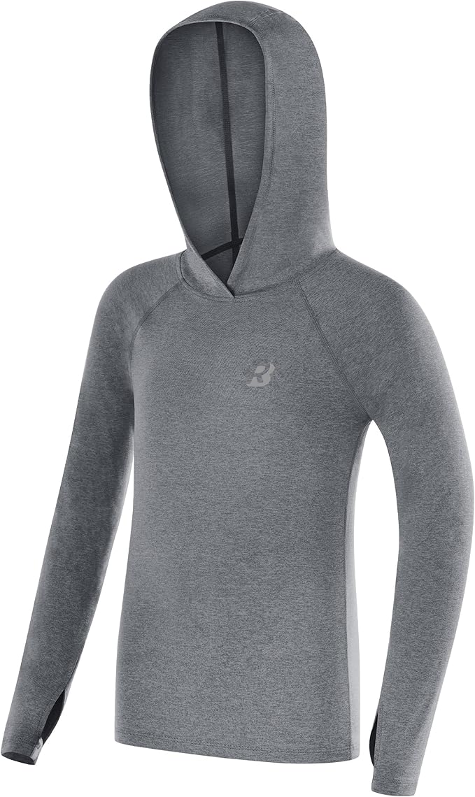 Roadbox Boys Rash Guard Hooded Fishing Shirt, Kids UPF 50+ Long Sleeve Sun Hoodie, Youth UV Protection Beach Swim Shirts