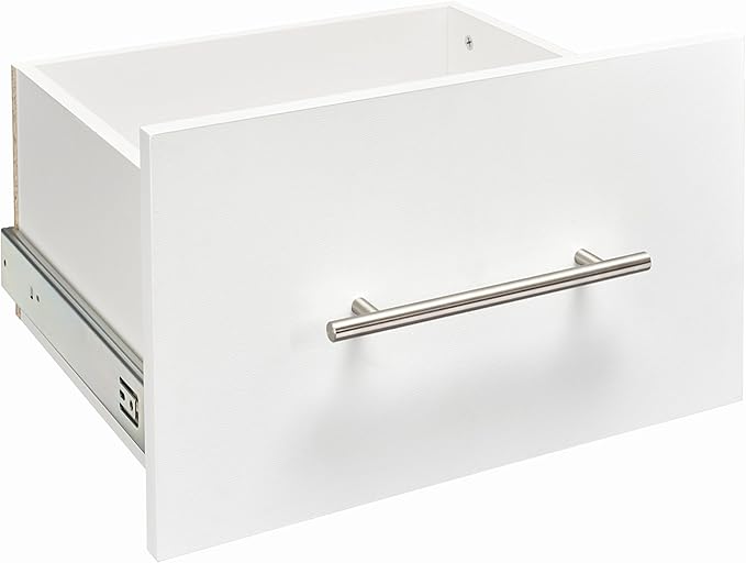ClosetMaid SuiteSymphony Wood Closet Drawer, Add On Accessory, Modern Style, For Storage, Closet, Clothes, 16” x 10” Size for 16 in. Units, Pure White/Satin Nickel