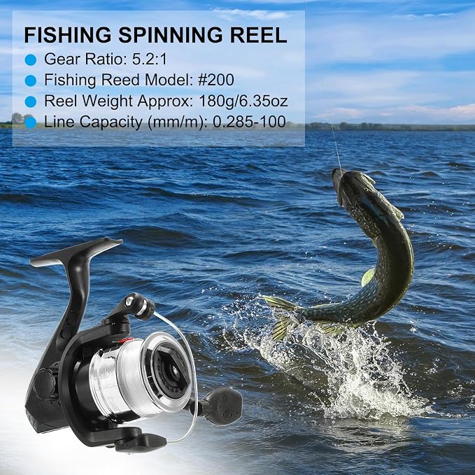 PATIKIL Fishing Reel Left/Right Interchangeable Handle with Fishing Lines