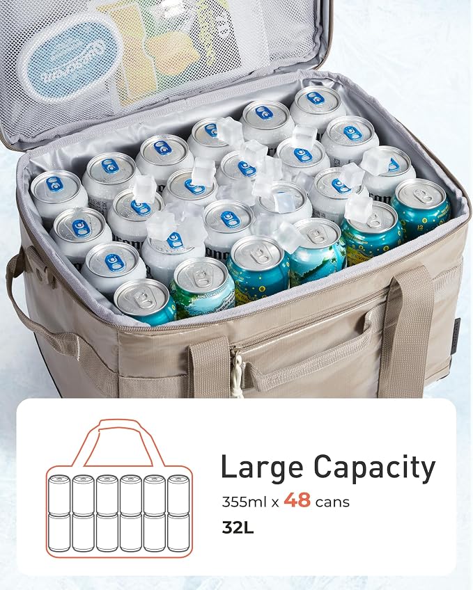 TOURIT Soft Sided Cooler Bag Insulated 30/48/60 Cans, Large Collapsible & Leakproof Ice Chest for Picnic, Beach, Camping, Travel, Sports Fan Coolers
