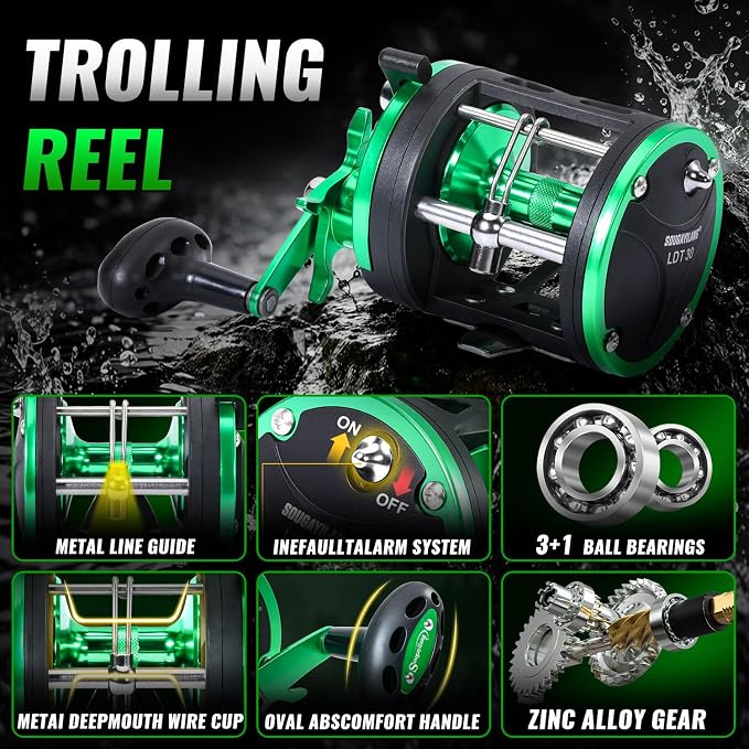 Sougayilang 7' Catfish Rod and Reel Combo, Medium Heavy 2-Piece Carbon Fiber Casting Rod with Solid Carbon Tip, Trolling Reel for Freshwater and Saltwater, Big Game Fish
