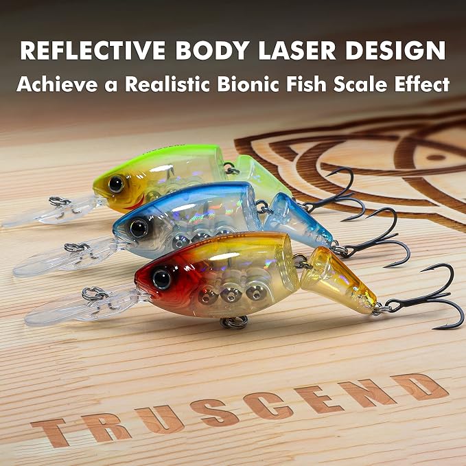 TRUSCEND Swimmax Easy Catch Fishing Lures with BKK Hooks, Wiggling, Vibrating, Rattling and Gurgling for More Bite, Heavy-Duty Dyneema Fiber Jointed Swimbaits for Bass, Trout, Walleye, Crappie, Pike