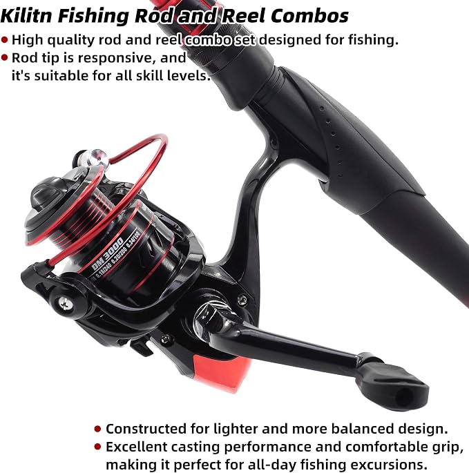 Kilitn Fishing Rod and Reel Combo, Baitcasting Combo Baitcast Reel 5 Foot Durable Fiberglass Telescopic Rod with Fishing Line Full Kits Comfortable Handle