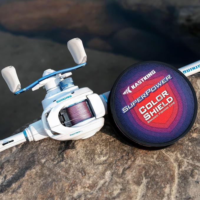 KastKing Superpower ColorShield Braided Fishing Line - Colorfast Braided Line, 100% Solution Dyed UHMWPE Fiber, Smooth & Strong Superline, Near Zero Stretch, Sensitive, High Abrasion Resistance