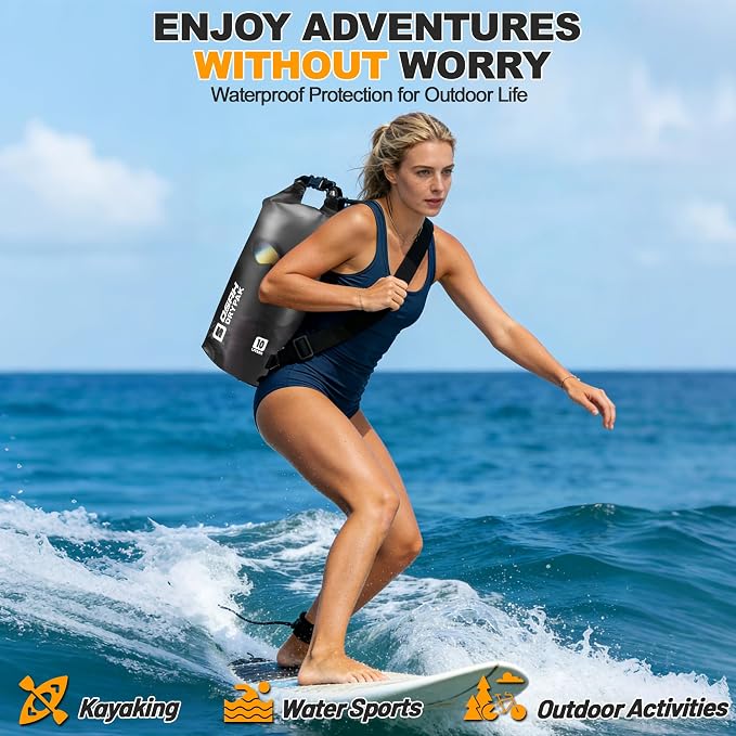 Waterproof Dry Bag, 5L/10L/20L/30L/40L Roll Top Lightweight Storage Backpack with Phone Case for Women & Men, Floating Waterproof Sack for Travel, Swimming, Kayaking, Paddle Board, Camping & Beach