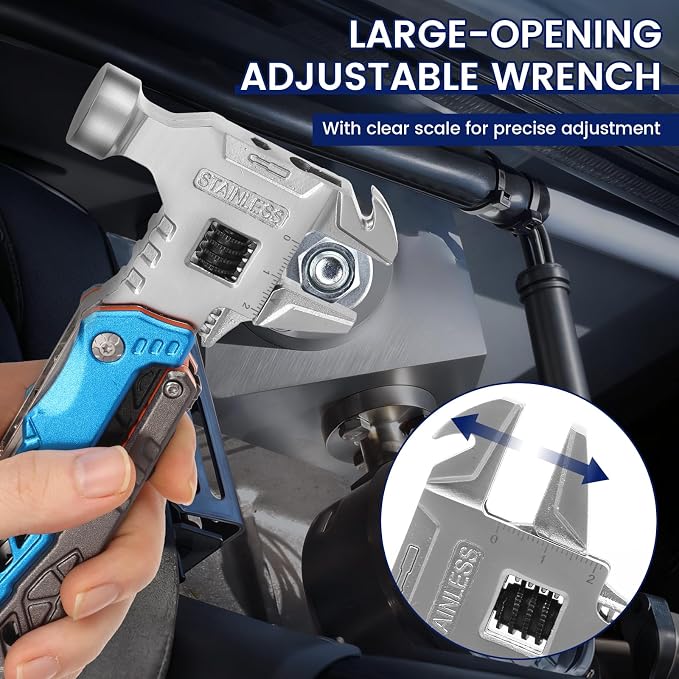 18-in-1 Multipurpose Tool Kit, Survival Camping Gear & Fishing Gifts, Multitool with Hammer, Pliers, Screwdriver and Pocket Knife for Dad Men(Blue)