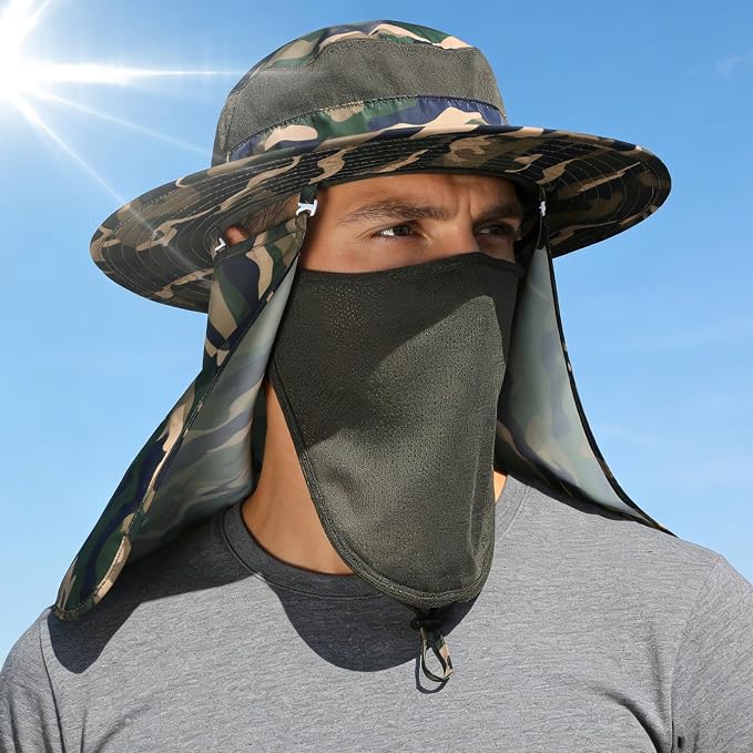 4 Pack Sun Hats for Men Women UPF 50+ Wide Brim Fishing Bucket Hat Summer Outdoor UV Protection Adjustable Neck Flap