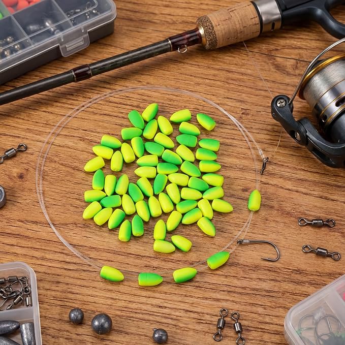 Skylety 60 Pieces Foam Floats Bullet Fishing Foam Snell Floats Pompano Rigs Oval Fly Fishing Strike Indicators for Trout Catfish Walleye