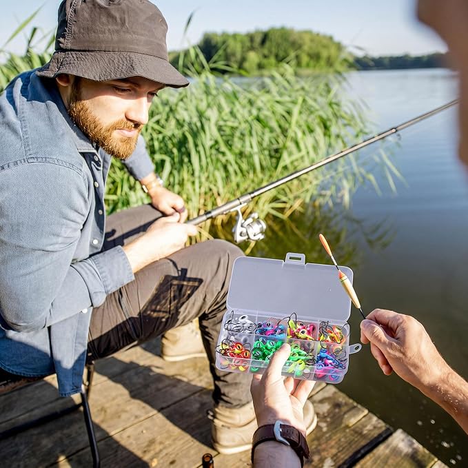 Vinsot Crappie Jig Heads 1/4oz 1/8oz 3/8oz 1/16oz 1/32oz Fishing Jig Hooks Simulation Fish Eye Ball Hook Bulk for Crappie Bass Trout Lures Gift