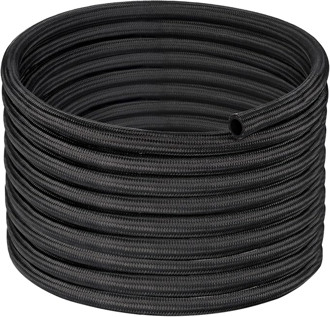 EVIL ENERGY 6AN Fuel Line, AN6 Braided Fuel Hose Nylon CPE 25FT Black