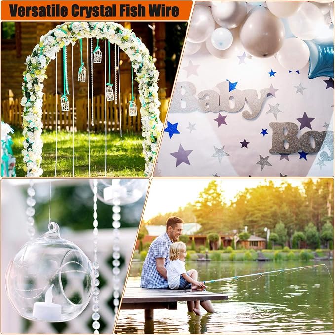 Strong Fishing Line Clear, Acejoz Fishing Wire 0.3mm, 0.45mm, 0.8mm Invisible Hanging Wire Nylon String Heavy Duty Monofilament Line for Hanging Decoration Balloon Garland Crafts