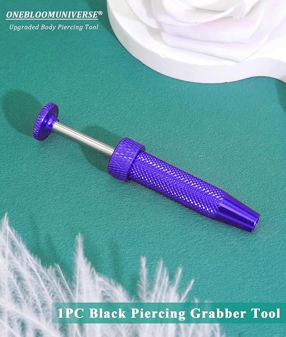 Upgraded Anti-Slip Piercing Ball Grabber Tool with Ergonomic Design for Changing Jewelry, Stainless Steel Jeweler Pick Up Tool 4 Claw Gem Piercing Changing Tool Body Piercing Kit for Ear Nose Lip