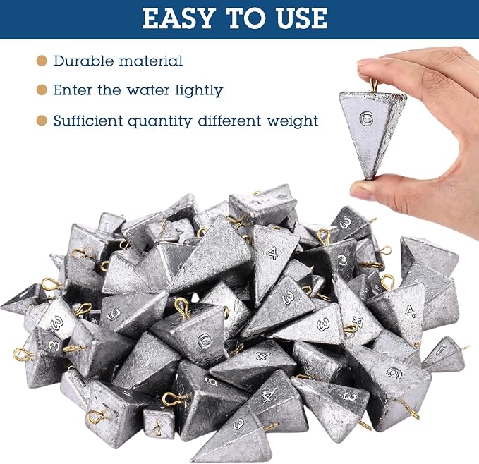 Zhanmai Fishing Weights Sinker Kit Rig Pyramid Fishing Sinker Catfish for Freshwater Saltwater Bass Casting Surf Tackle Assortment in 1, 3, 4, 6 oz