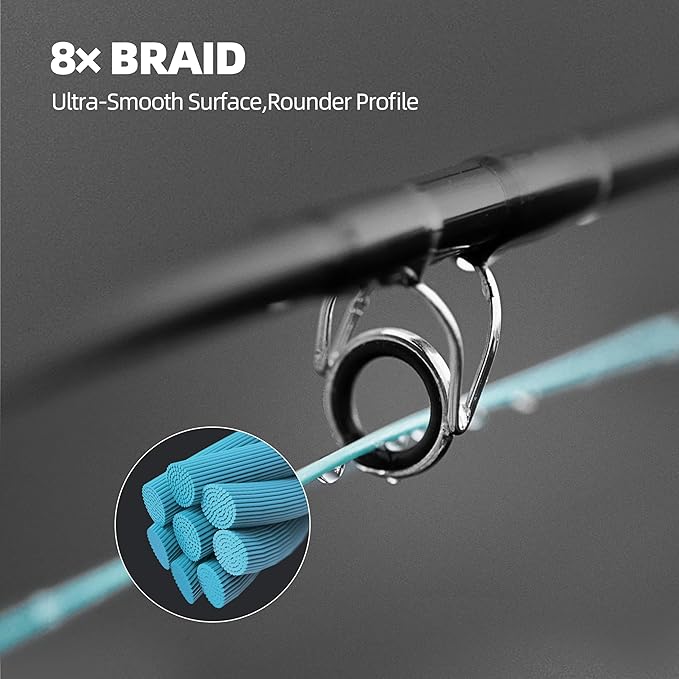 RUNCL 8 Strands Braided Fishing Line - High Visibility Colored Braid Line, Super Strong, Abrasion Resistant, No Stretch, 328yds/546yds/1093yds, 12lb to 100lb for Saltwater or Freshwater Fishing