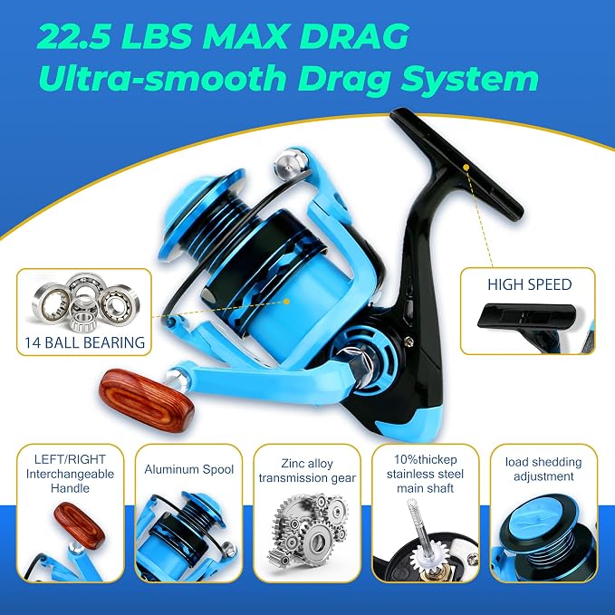 Telescopic Fishing Rod and Reel Combo, 2PCS Collapsible Fishing Pole with Spinning Reel Lures and Carrier Bag for Saltwater Freshwater Bass Fishing Gear