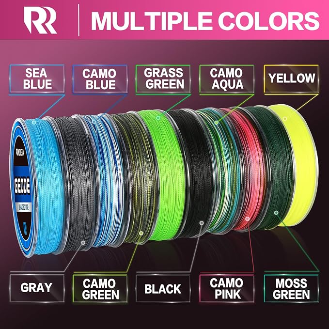 Geode Braided Fishing Line, Super Strong Power Braid Lines for Saltwater and Freshwater Fish 8-50lb, 150yds/300yds/500yds/1000yds