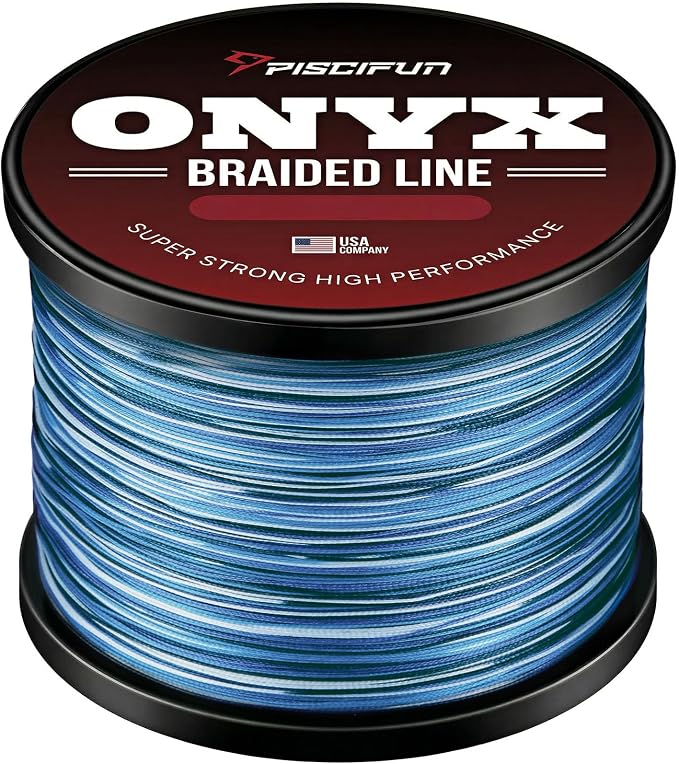Piscifun Onyx Braided Fishing Line, Superline Abrasion Resistant Braided Lines, Zero Stretch Super Strong, Low Memory, Fast Water Cutting PE Fishing Lines, 6lb-150lb