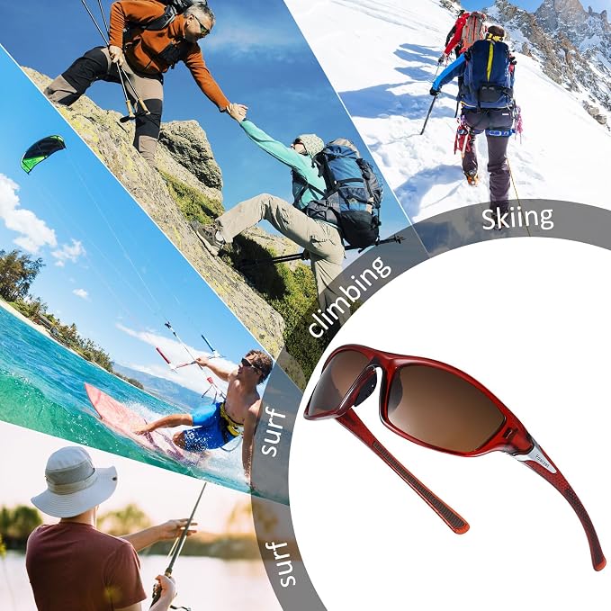 TOODOO 4 Pairs Men Polarized Sunglasses with UV Protection Driving Glasses Sports for Sport Outdoor Activities