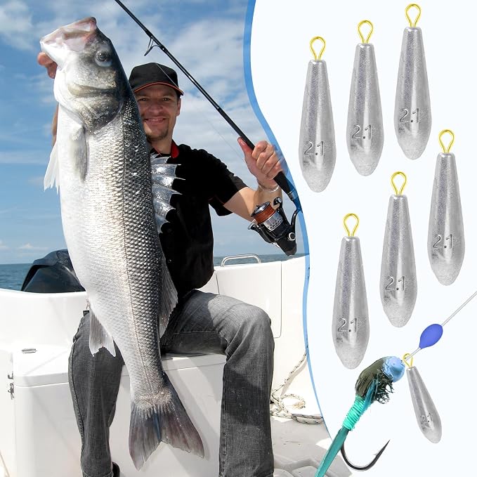 Landhoow Drop Shot Fishing Sinker Weights Kit Freshwater Catfishing Fishing Sinker Bass Casting Removable Line Saltwater Streamlined Snap Weight for Trolling Surf Tackle