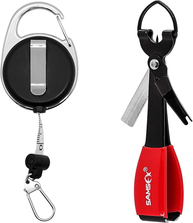 SAMSFX Fishing Zinger Retractors Retractable Tape Measure with Fly Fishing Knot Tying Tool Combo