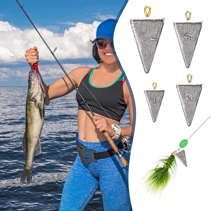 Zhanmai 27 Pieces Pyramid Fishing Weights Sinkers Triangle Rig Pyramid Sinkers for Ocean Saltwater Surf Bass Catfish Fishing Weights Casting Gear Tackle Essential