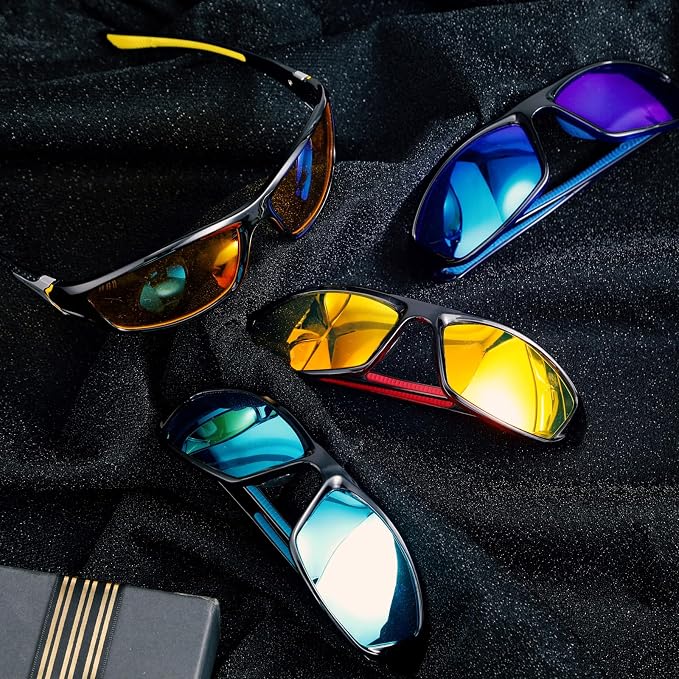 TOODOO 4 Pairs Men Polarized Sunglasses with UV Protection Driving Glasses Sports for Sport Outdoor Activities