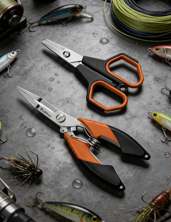 Fishing Tools Kit, Fishing Pliers,Fishing Scissors, Fishing Line Cutter for Braided Fishing Line,Fishing Gear with Lanyard