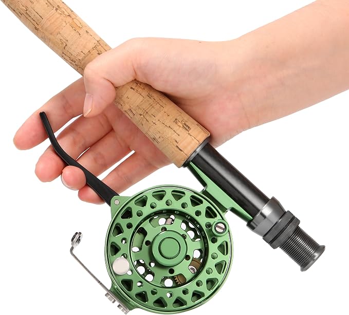 Semi-Automatic Fly Fishing Reel, CNC Machined Aluminum, Quick Line Retrieval, Adjustable Drag, Quick Spool Removal, Freshwater Lake Stream Pond Fishing