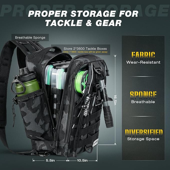 Ghosthorn Fishing Backpack Waterproof Tackle Bag Sling Bag Gift