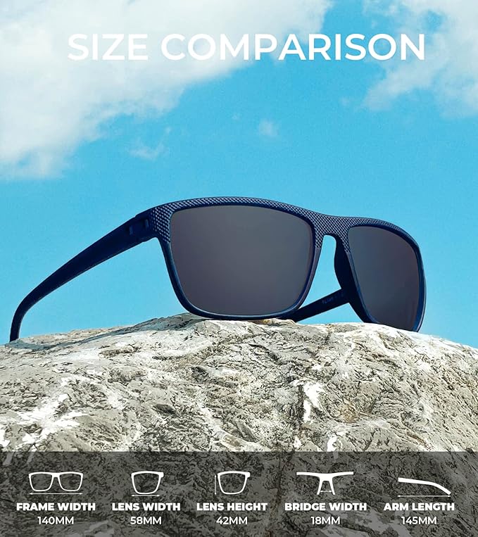 KALIYADI Polarized Sunglasses for Men, Lightweight Sun Glasses with UV Protection for Driving Fishing Golf