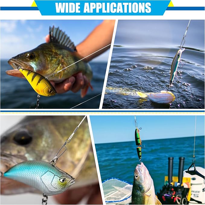 Fluorocarbon Fishing Leader, 12/24pcs Fluorocarbon Leader Line with Swivels Snap Invisible Fishing Wire Leader Connect Tackle Lures Bait Hooks for Saltwater Freshwater