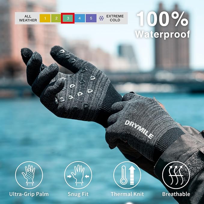 DRYMILE HYLA Waterproof Dexterity Gloves – All-Weather Wool Blend Gloves for Men & Women – Touchscreen & Non-Slip Grip – Hiking, Cycling, Fishing, Hunting & Work.