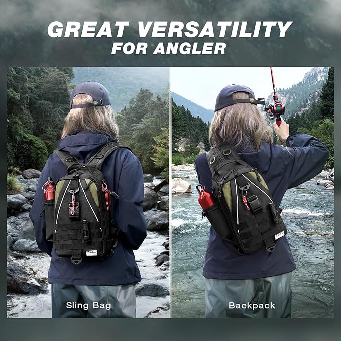 Ghosthorn Fishing Backpack Waterproof Tackle Bag Sling Bag Gift