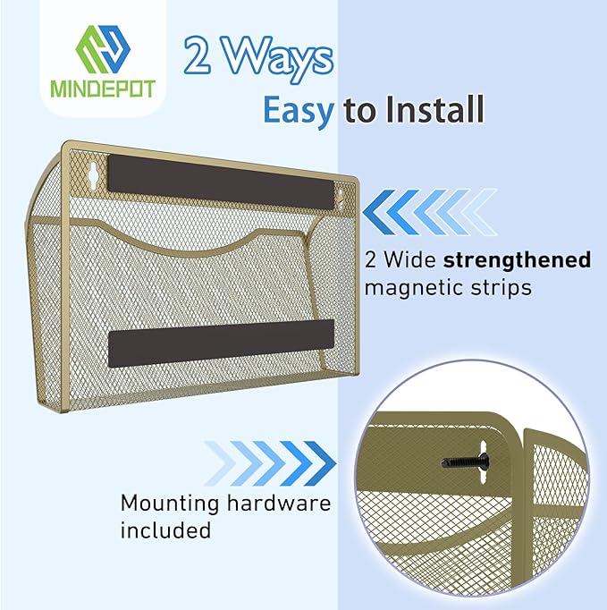 Magnetic Wall File Organizer,Hanging Wall Mounted File Folder Binder Holder Mail Organizer for Office,Home and School Supplies