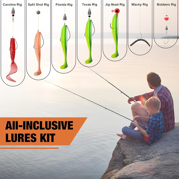 TRUSCEND Complete Fishing Lures - Tackle Box with Tackle Included - Crankbaits, Minnows, Frogs, Vibes, Poppers, Spinners, Spoons, Soft Baits, Hooks & Weights Accessories Kit for Bass Panfish Trout
