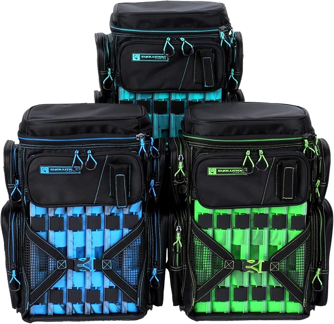 Evolution Fishing Drift Series Tackle Backpack, Outdoor Rucksack w/ 6 Fishing Tackle Trays, Heavy Duty