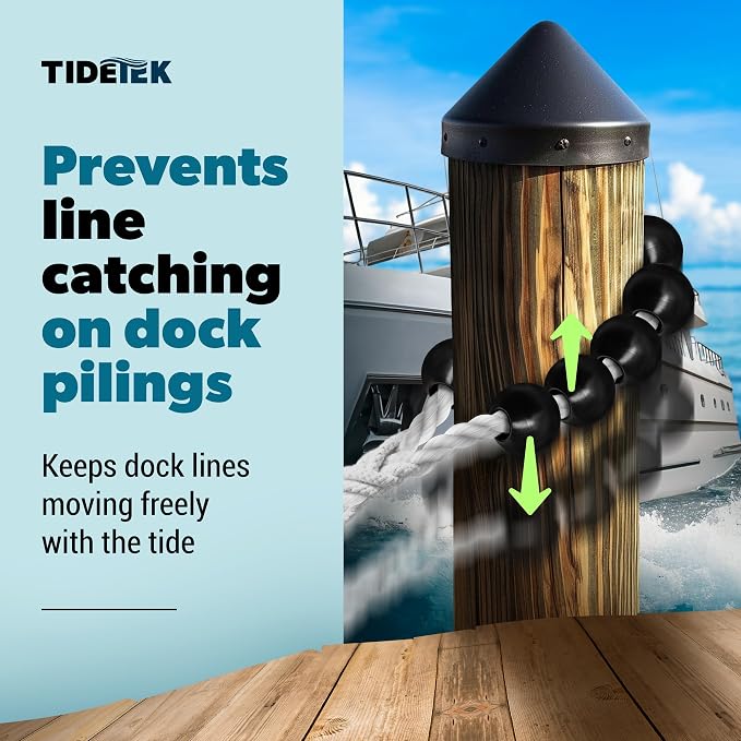 Dock Mooring Balls | #1 Boat Dock Accessories to Prevent Lines from Catching On Pier Pilings As Tides Rise & Fall, Protect Your Boat in the Slip When Water Levels Change, Fits Standard Marine Rope