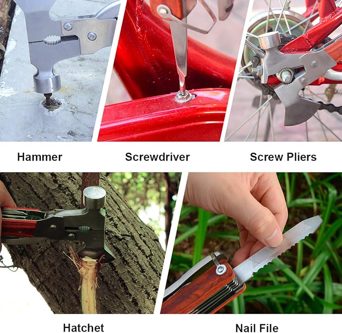 18-in-1 Multitool Camping Axe Hammer, Multi Tool with Plier, Knife, Bottle Opener, Survival Gear for Outdoor Hunting Hiking, Emergency Escape Tool, Fathers Day Gift for Men Dad Husband Boyfriend