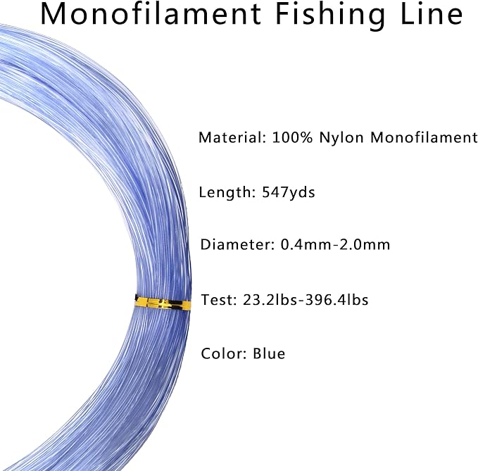 Monofilament Fishing Line 547yds 13 lb.-396 lb. Nylon Mono Fishing Lines - Super Strong Monofilament Fishing Leader Line Speargun Line for Saltwater/Freshwater