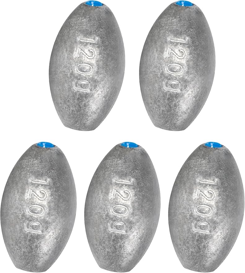 BLUEWING Egg Sinkers Fishing Weights Oval Shaped Fishing Sinkers Lead Fishing Sinker for Saltwater Fishing，1/8 oz to 7 oz