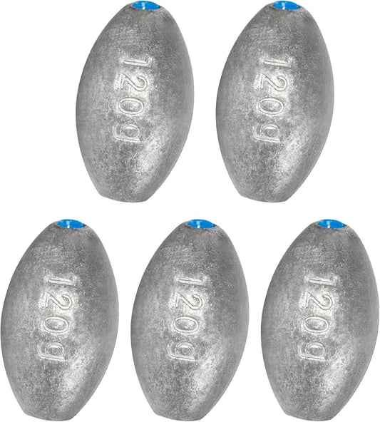 BLUEWING Egg Sinkers Fishing Weights Oval Shaped Fishing Sinkers Lead Fishing Sinker for Saltwater Fishing，1/8 oz to 7 oz