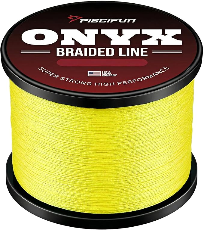 Piscifun Onyx Braided Fishing Line, Superline Abrasion Resistant Braided Lines, Zero Stretch Super Strong, Low Memory, Fast Water Cutting PE Fishing Lines, 6lb-150lb