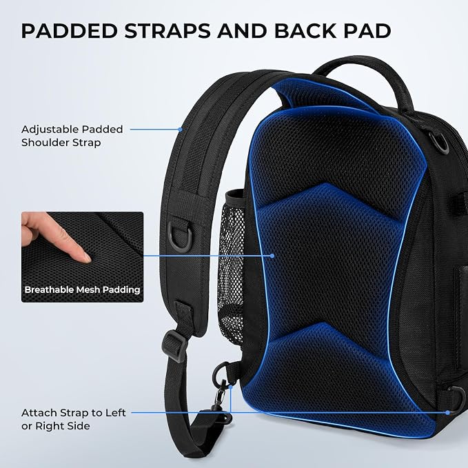 KastKing BaitSpace Fishing Sling Bag, Fishing Backpack with Rod & Beverage Holder, Tackle Bag for Fishing Gear