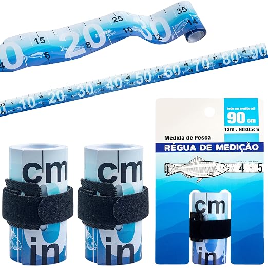 Fish Ruler Measuring Tape,2 Pack 36in/90cm Folding Fishing Ruler Roll Up Tape Measure Waterproof PVC Fish Measuring Tool for Boat Kayaks Coolers